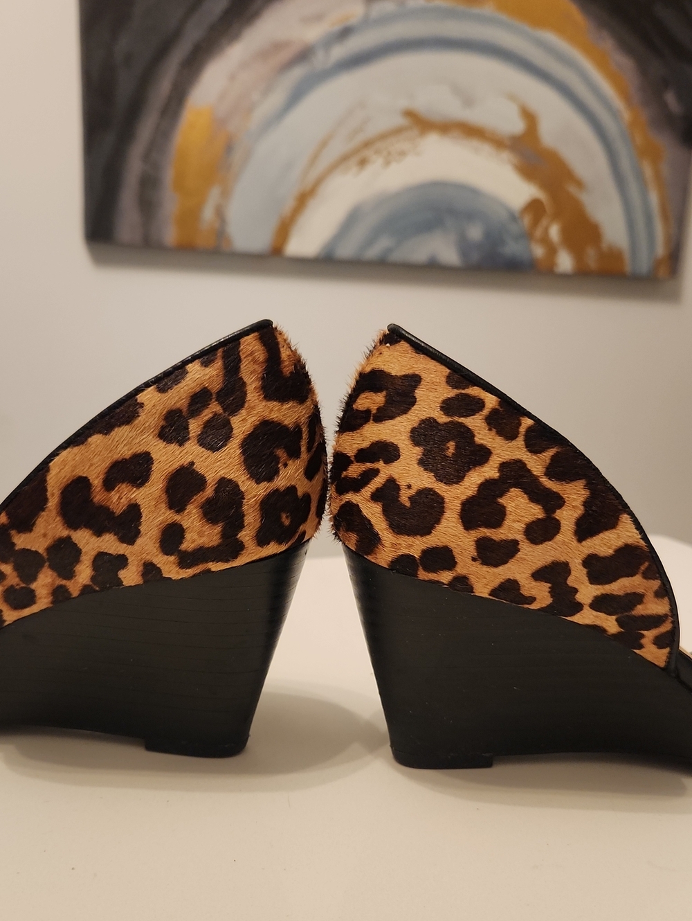Franco Sarto Leopard Print Wedge Pumps - Picture 6 of 8